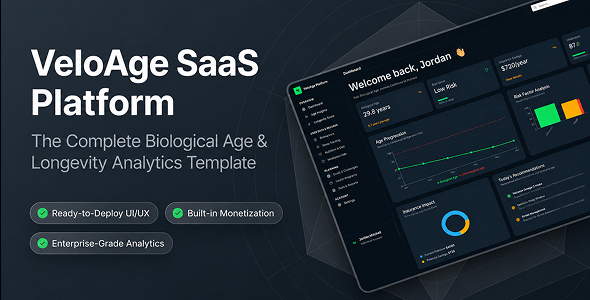 VeloAge – Biological Age Monitoring & Successfully being Analytics React Dashboard Template