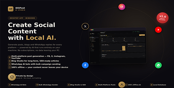 OlliPost AI Studio | Windows Desktop System for AI Order and Messaging Automation