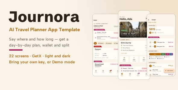 Journora | Flutter AI Scramble Planner App Template