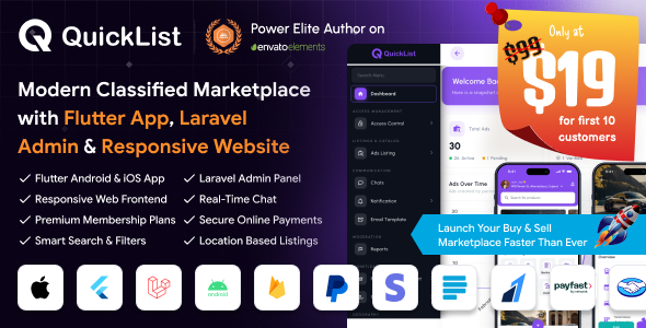 QuickList | Labeled Adverts Grasp and Promote Marketplace Flutter App With Laravel Admin Panel