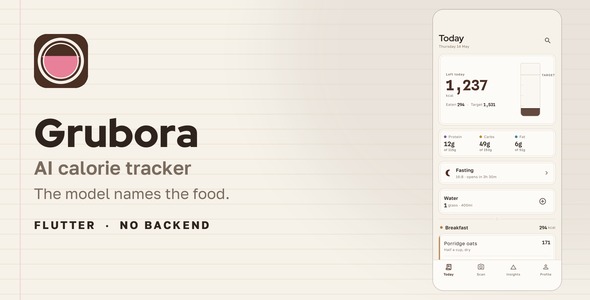 Grubora | Flutter AI Calorie Tracker App Template
