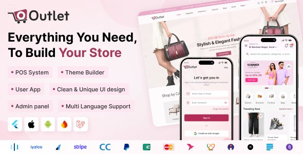Outlet | Multi-Vendor eCommerce CMS With Cellular App, Web location, Vendor and Admin Panel