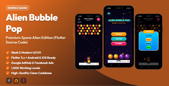 Alien Bubble Pop – Top rate Area Alien Version (Flutter Source Code)