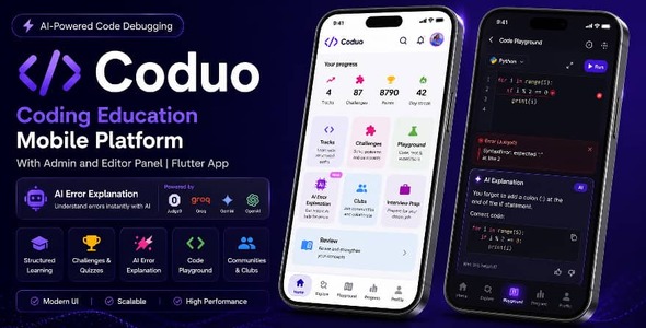 Coduo | Coding Education Flutter App with Admin Panel