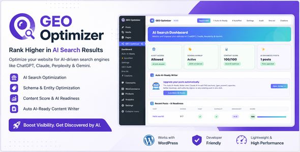 GEO Optimizer – AI-Powered Generative Engine Optimization & internet page positioning WordPress Plugin.