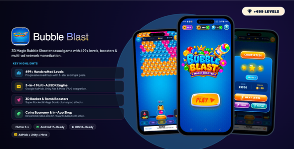 Bubble Blast: Magic Shooter – 3D Bubble Shooter Puzzle Recreation (Flutter + Cocos2d-js)