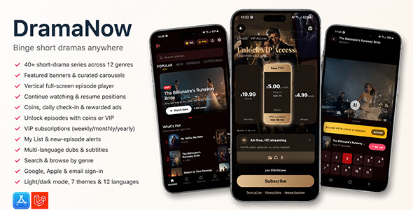 Dramanow | iOS App Short Drama With Laravel Admin Panel
