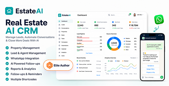 EstateAI – Staunch Property AI CRM, Property, Leads, Brokers & WordPress Plugin