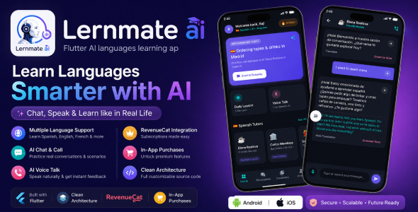Learnmate AI | Flutter AI Language Studying & Tutor App with Declare Call & RevenueCat Paywall