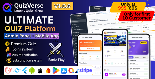 QuizVerse | Flutter Quiz |Studying App with Laravel Admin Panel