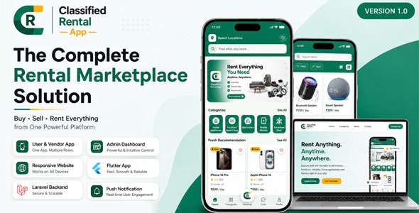 UniBooker Classify | Lease Market Flutter App With Laravel Admin Panel