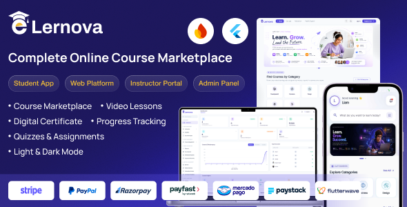 eLernova – Online Course Marketplace and LMS Flutter App with Admin Panel