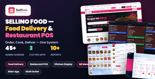 Sellino Meals – Multi-Restaurant Meals Provide & POS with Buyer, Restaurant & Rider Flutter Apps