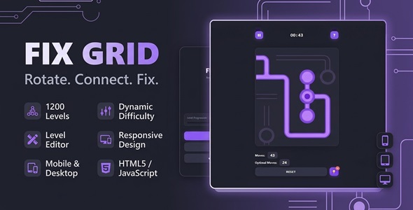 Repair Grid | HTML5 Rotate and Join Logic Puzzle Recreation