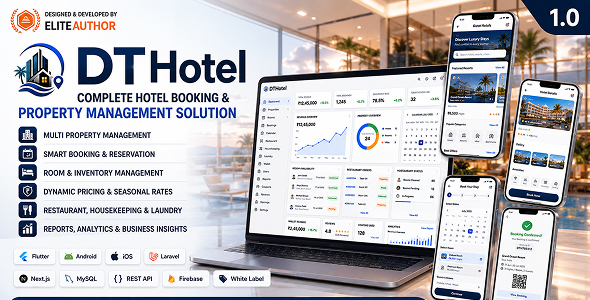 DTHotel – Hotel Booking & Property Management Flutter App with Laravel Admin & Next.js