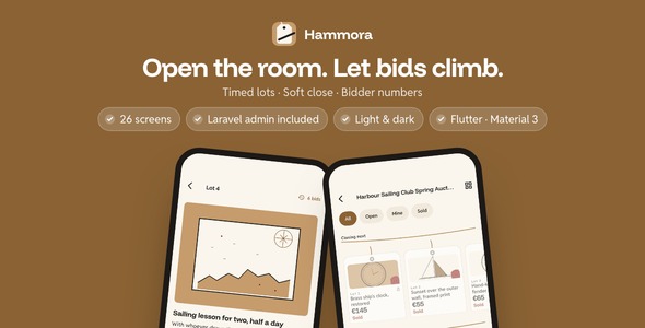 Hammora | Flutter Timed Auction App with Firebase and Laravel Admin