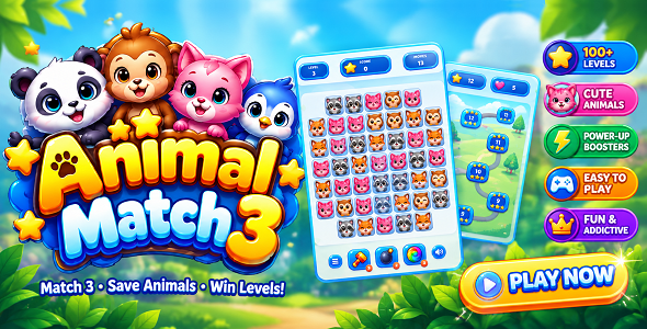 Animal Match 3 | Puzzle HTML5 Sport