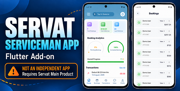 Servat Serviceman App | Flutter Add-on for Residence Provider Marketplace