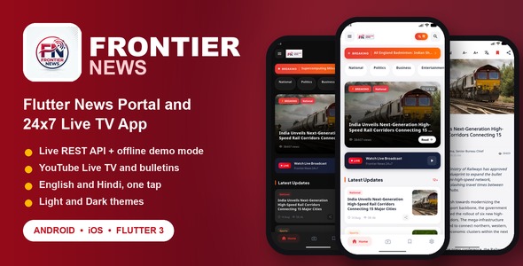 Frontier Info | Flutter UI Pack with Live TV
