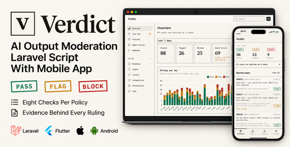 Verdict | AI Output Moderation Laravel Script With Cell App
