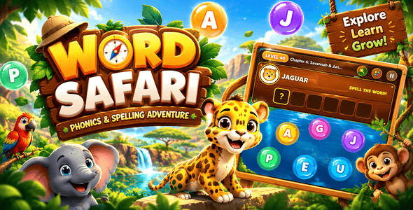 Observe Safari | HTML5 Phonics Bubble Spelling Sport