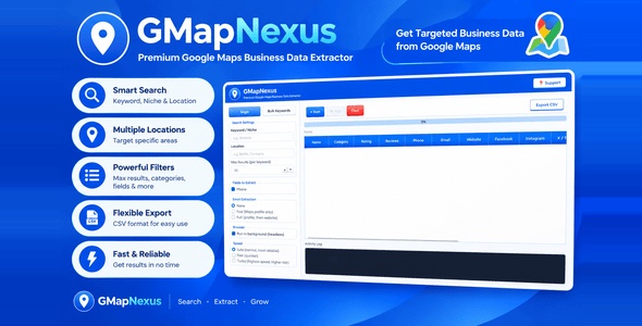 GMapNexus | Commercial Leads Scraper and Records Extractor for Google Maps with Email Finder