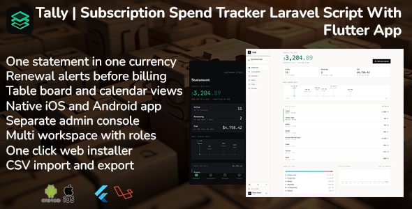 Tally | Subscription Consume Tracker Laravel Script With Flutter App
