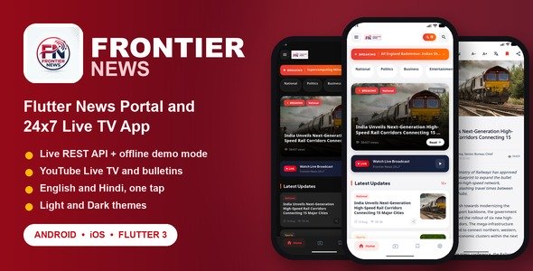 Frontier Info | Flutter UI Pack with Live TV