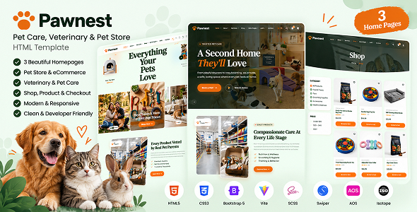 Pawnest | Pet Care, Veterinary and Pet Store HTML Template