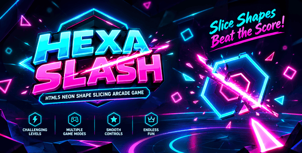 Hexa Reduce | HTML5 Neon Shape Cutting Arcade Game