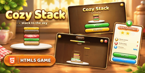 Comfy Stack | HTML5 Meals Stacking Puzzle Sport
