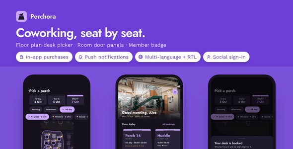 Perchora | Flutter Coworking Role Member App With Laravel Admin