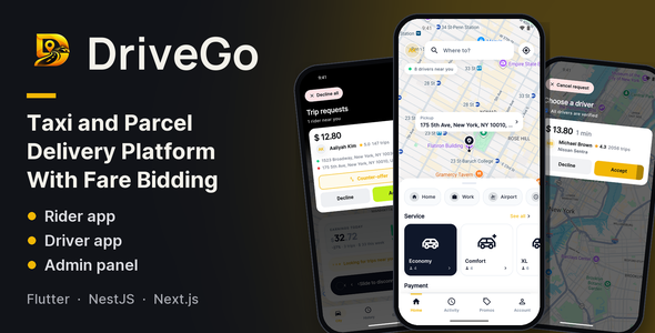 DriveGo – Taxi & Parcel Provide Platform with Fare Bidding