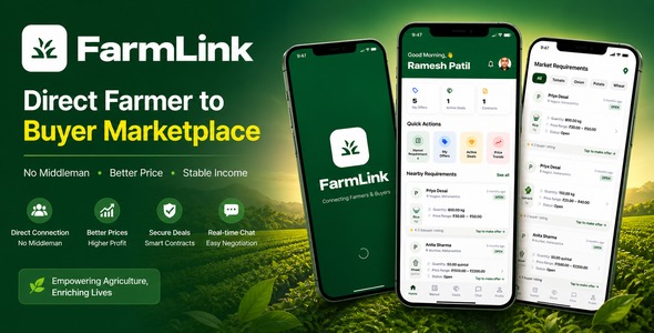 FarmLink | Flutter Agriculture Marketplace App With Laravel Admin Panel and Firebase Chat