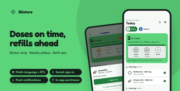 Blistora | Flutter Medication Reminder and Stock up Tracker App With Laravel Cloud Backup