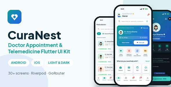 CuraNest | Doctor Appointment and Telemedicine Flutter UI Kit