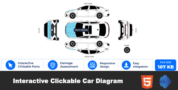 Interactive Clickable Car Parts Arrangement – Model 03 | HTML5 Template