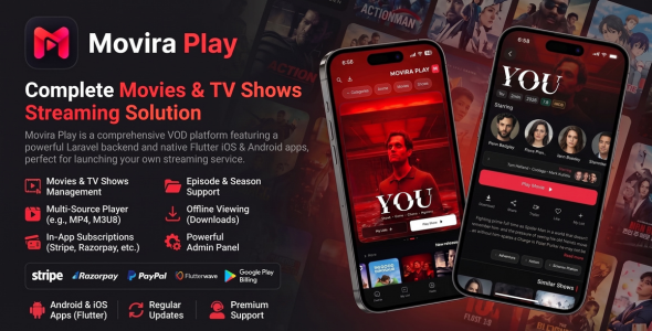Movira Play | Movies and TV Exhibits Streaming Platform with Flutter App