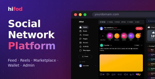 Hifod – Social Community Platform | Node.js, React and MySQL Community Script