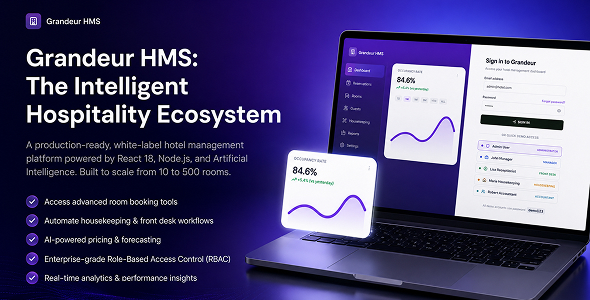 Grandeur HMS Developed – AI-Powered Hotel Administration Contrivance | React + TypeScript + Multi-Property