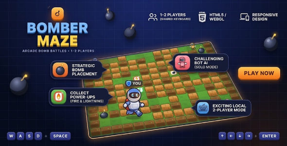 Bomber Maze | HTML5 Bomb Arena Sport for 1 and a pair of Gamers
