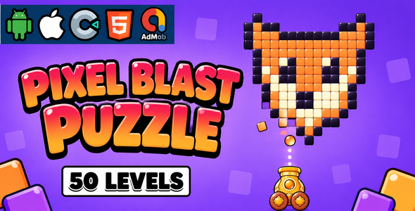 Pixel Blast Puzzle – HTML5 Coloration-Matching Cannon Game | Produce 3