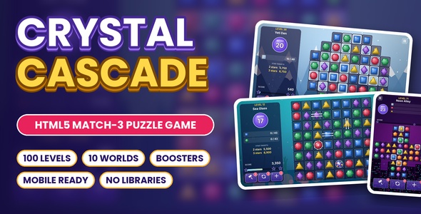 Crystal Cascade | HTML5 Match 3 Puzzle Sport