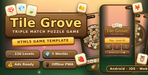 Tile Grove | HTML5 Triple Match Puzzle Sport