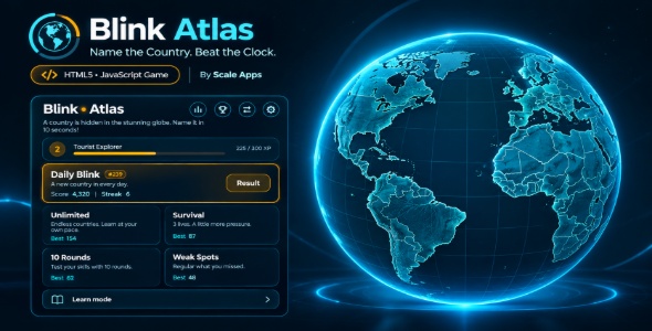 Blink Atlas | Nation Guessing Geography HTML5 Sport