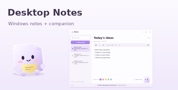 Desktop Notes | Windows Notes App With Curious Companion
