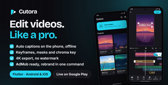 Cutora | Flutter Video Editor App for Android and iOS