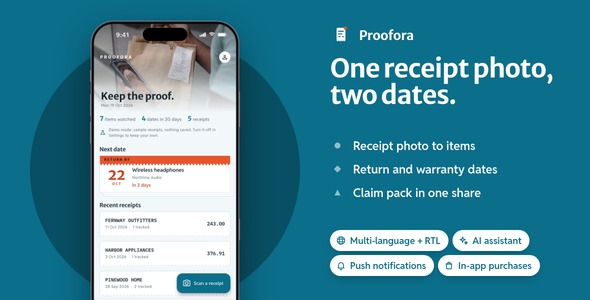 Proofora | AI Receipt and Warranty Tracker App With Laravel Key Proxy
