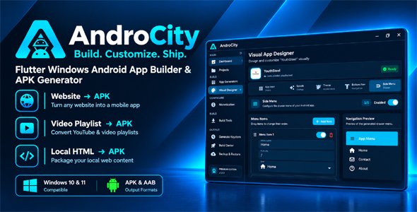 AndroCity | Flutter Dwelling windows Android App Builder and APK Generator